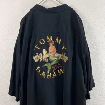 USA 구제 의류 tommy bahama 실크 자수 셔츠 오픈 카라 셔츠