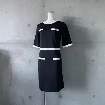 택 포함 새상품 바이컬러 썸머 니트 원피스 S 블랙