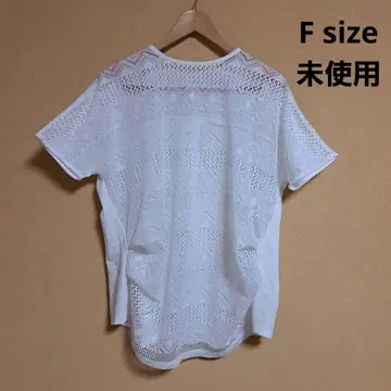 반팔 풀오버 티셔츠 티셔츠 화이트 레이스풍 F