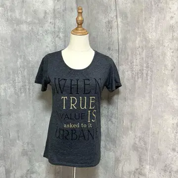 로고 프린트 프론트 턱 개더 심플 티셔츠 캐주얼
