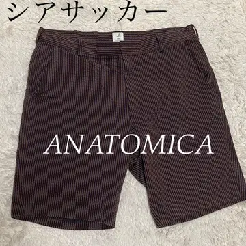 ANATOMICA [ 시어서커 ] 브라운 블랙 스트라이프 하프 팬츠