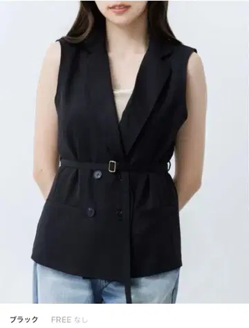 SENEE 세니 더블 자켓 베스트 블랙