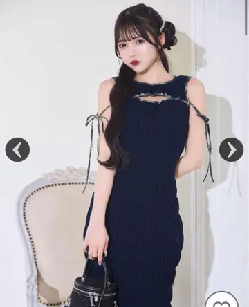 미셸 마카롱 셔링 롱 머메이드 원피스