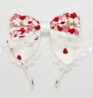 쿠미야 짱의 Sweet Baby Love Heart 패턴 머리띠 화이트