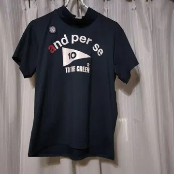 네이비 하이넥 그래픽 셔츠