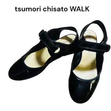 tsumori chisato WALK 블랙 신발 5cm 에나멜 힐