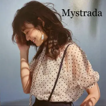 Mystrada 보우타이 도트 시스루 블라우스