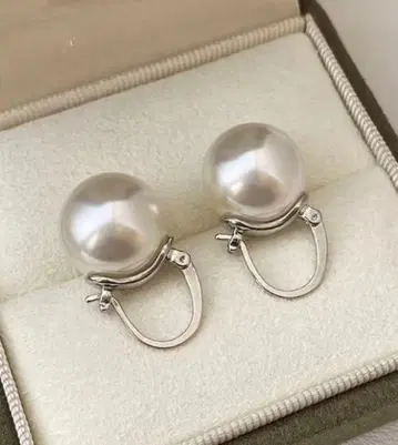 화이트 펄 실버 링 귀걸이