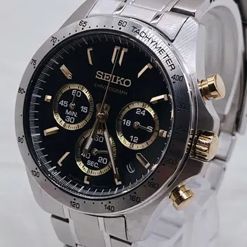 컨디션 최상 SEIKO 세이코 남성용 쿼츠 손목시계 블랙 골드