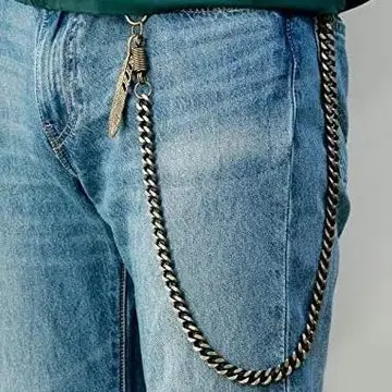 앤틱 골드 워렛 체인 깃털 포함 약 90cm