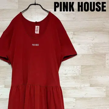 PINK HOUSE 핑크하우스 반팔 리본 벨트 롱 원피스 빨간색