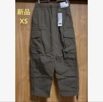 유니클로U UNIQLO 와이드 핏 파라슈트 카고 팬츠 올리브 XS