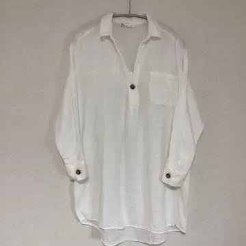 ZARA 더블 거즈 긴팔 화이트 셔츠 익명 배송