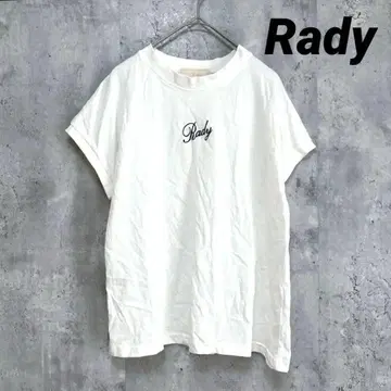 [Rady] 반팔 티셔츠 화이트 로고 자수 M 심플 루즈핏