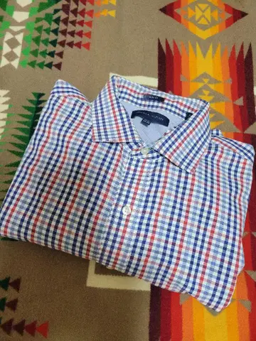 TOMMY HILFIGER 깅엄 체크 긴팔 드레스 셔츠 XL
