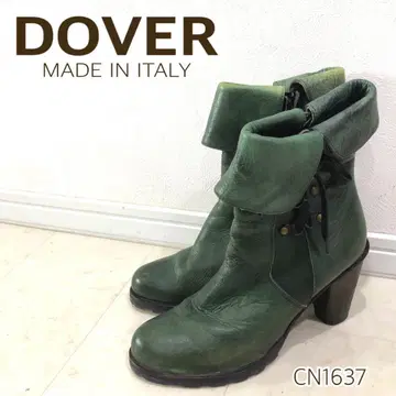 DOVER 이탈리아제 빈티지 가공 하이힐 숏부츠 그린 계열