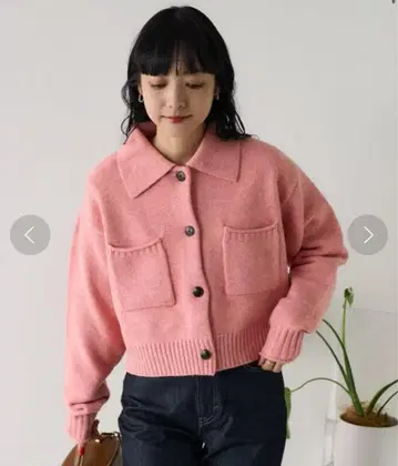FREAKS STORE 카라 부착 포켓 숏 니트 가디건