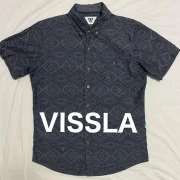 VISSLA 비슬라 알로하 셔츠 반팔 셔츠 남성용 버튼 다운 그레이 계열