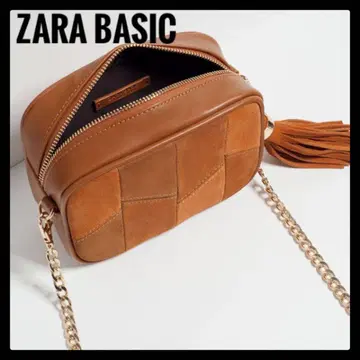 ZARA BASIC 패치워크 스웨이드 체인 숄더백 카멜