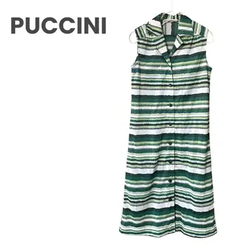 PUCCINI 슬리브리스 셔츠 원피스 보더 무늬 여성 중고 의류