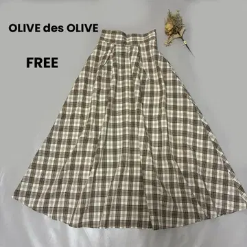 OLIVE des OLIVE 체크 롱 플레어 스커트 S046