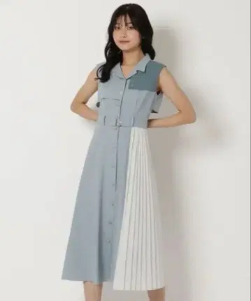 REDYAZEL 배색 슬리브리스 원피스 색스