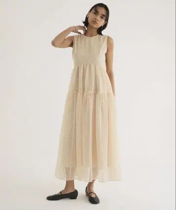 CLANE SHEER PLAID FLARE ONEPIECE size0