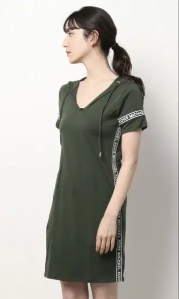 MICHEAL KORS LOGO TAPE HOODIE T DRESS