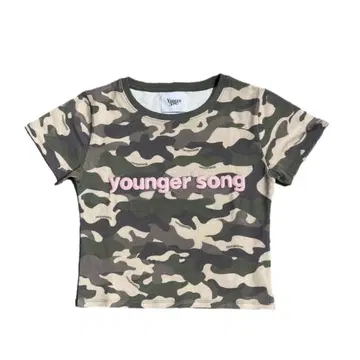카모 패턴 크롭 티셔츠 younger song
