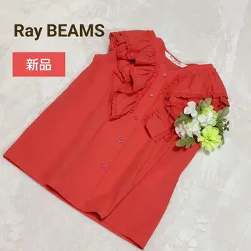 [새상품] 레이 빔즈 요크 개더 프릴 슬리브리스 블라우스 레이스