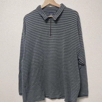 GAP 스트라이프 하프 지퍼 긴팔 티셔츠 XL