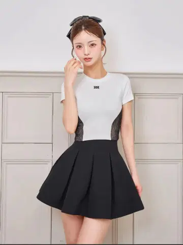 Darich 턱 디자인 컷 미니 스커트 M Black