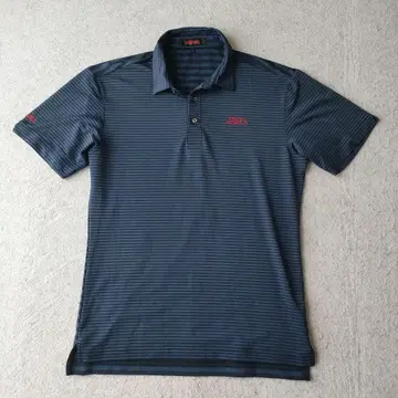 HONMA 피케 셔츠 L 네이비 반팔 스트라이프 TOUR WORLD