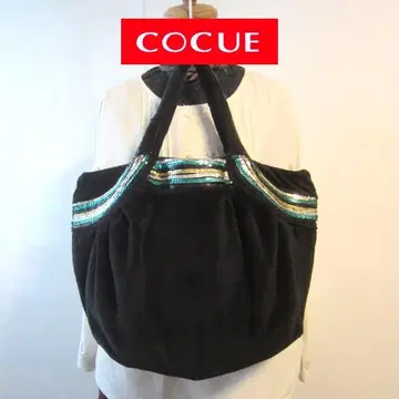 새상품급 COCUE/코큐 벨로아 스팽글 토트백