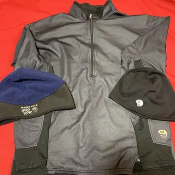 MOUNTAIN HARD WEAR 하프 지퍼 셔츠와 니트 모자 세트