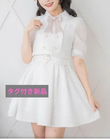 ROJITA 더블 버튼 레이스 절개 트위드 원피스 양산형