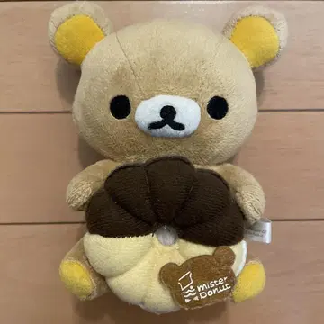 [한정판] 미스터 도넛 콜라보 리락쿠마 봉제인형 도넛 디자인 약 20cm