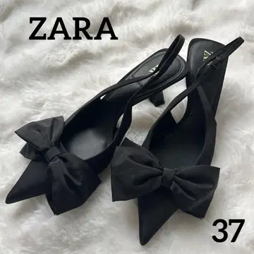 ZARA 자라 리본 포함 힐 샌들 펌프스 37 블랙