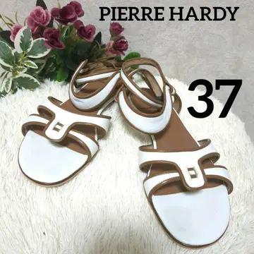 PIERRE HARDY 가죽 스트랩 샌들 37 화이트 x 브라운