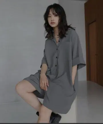 hellam 크레이프 셔츠 올인원