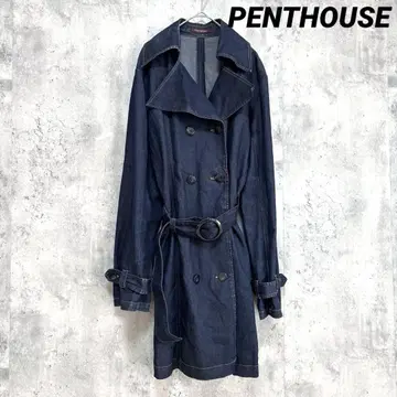 새상품급 [ PENTHOUSE ] 데님 롱 기장 자켓 코트 허리 끈 포켓