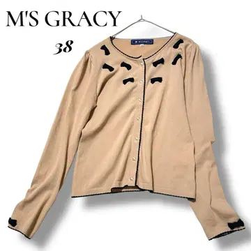 M'S GRACY 엠즈그레이시 긴팔 가디건 펄 리본 베이지