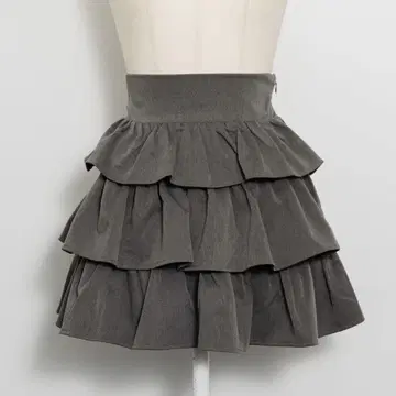 pium 티어드 프릴 미니 스커트 그레이