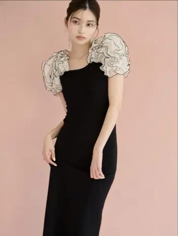 Snidel 인트리케이트 프릴 콤비 니트 원피
