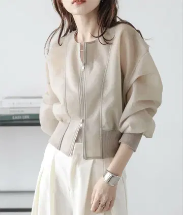 AMELY 더블 지퍼 시어 블루종
