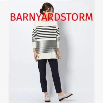 1회 착용 BARNYARDSTORM 하이텐션 심플 팬츠 네이비 컬러