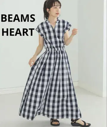 BEAMS HEART / 빔즈 하트 체크 스키퍼 롱 원피스