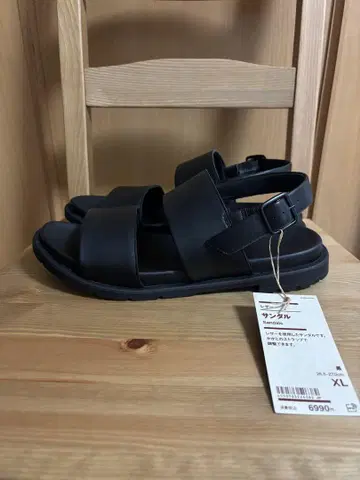 MUJI 가죽 샌들 XL 사이즈 (26.5cm-27.0cm) 블랙