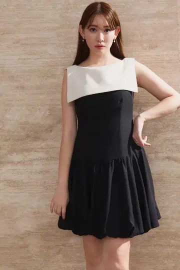 herlipto Two-Tone Balloon Mini Dress