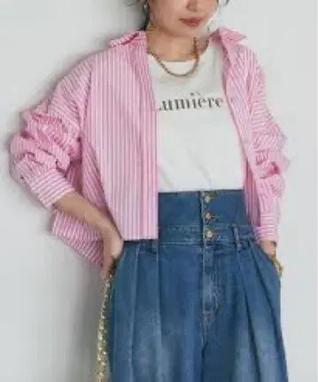 La boutique BonBon 스트라이프 크롭 셔츠